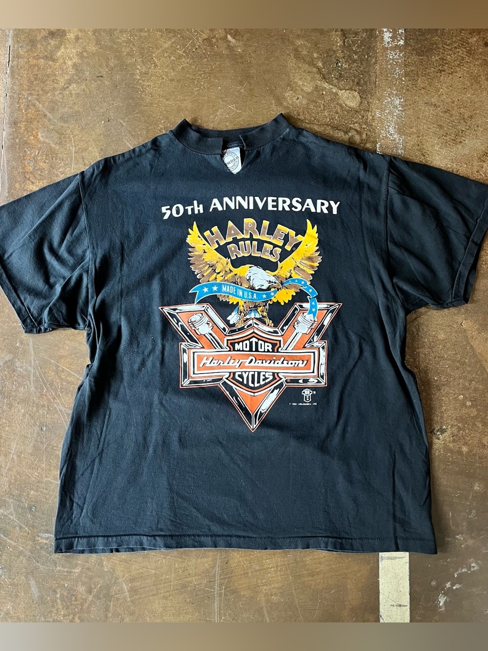 Harley Davidson Vintage 1990 Beach Rally 50th Anniversary Holoubek Graphic Tee